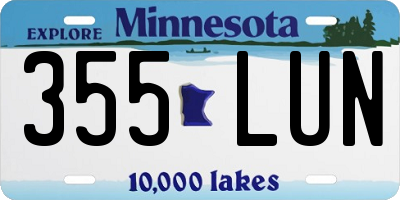 MN license plate 355LUN