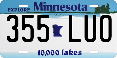 MN license plate 355LUO