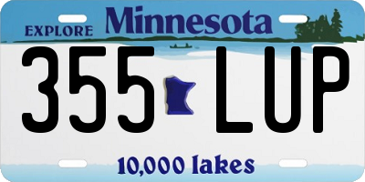 MN license plate 355LUP