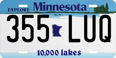 MN license plate 355LUQ