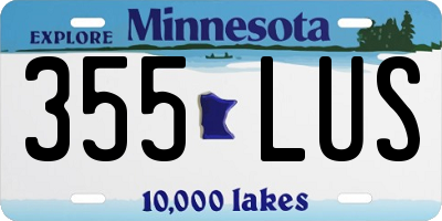 MN license plate 355LUS