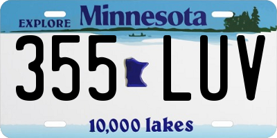MN license plate 355LUV