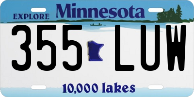 MN license plate 355LUW