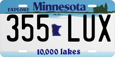 MN license plate 355LUX