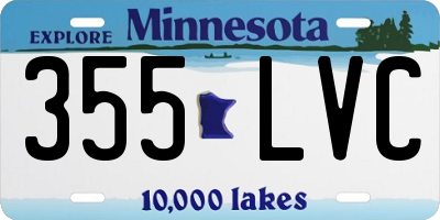 MN license plate 355LVC