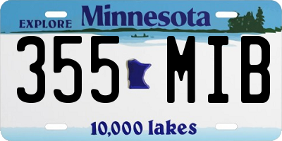 MN license plate 355MIB