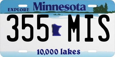 MN license plate 355MIS
