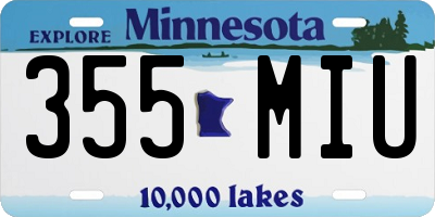 MN license plate 355MIU