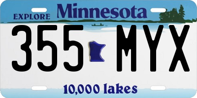MN license plate 355MYX