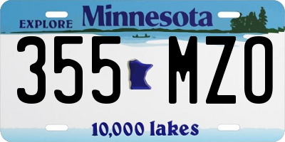 MN license plate 355MZO