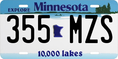 MN license plate 355MZS
