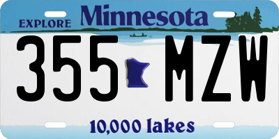 MN license plate 355MZW