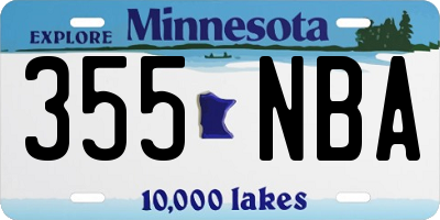 MN license plate 355NBA
