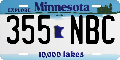 MN license plate 355NBC