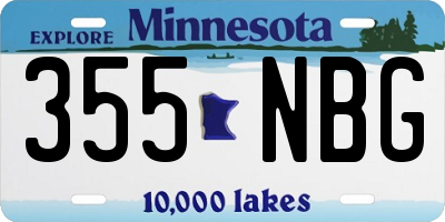 MN license plate 355NBG