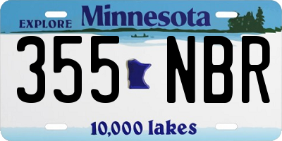 MN license plate 355NBR