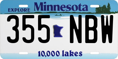 MN license plate 355NBW