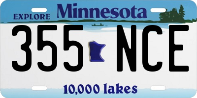 MN license plate 355NCE