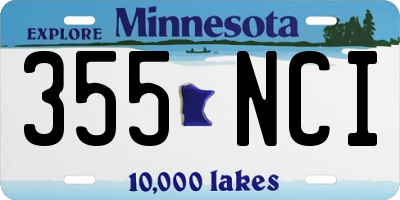 MN license plate 355NCI