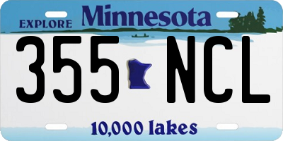 MN license plate 355NCL