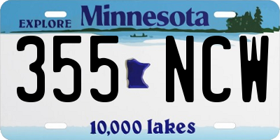 MN license plate 355NCW