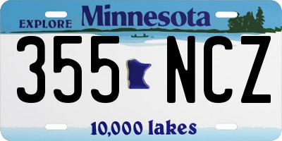 MN license plate 355NCZ