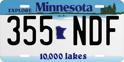 MN license plate 355NDF