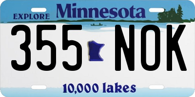 MN license plate 355NOK