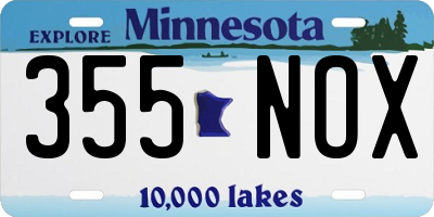 MN license plate 355NOX