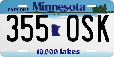 MN license plate 355OSK