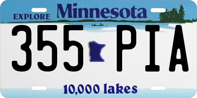 MN license plate 355PIA