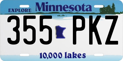 MN license plate 355PKZ