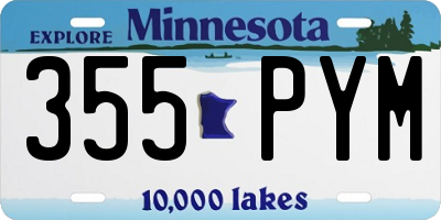 MN license plate 355PYM