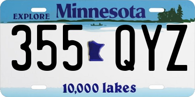 MN license plate 355QYZ