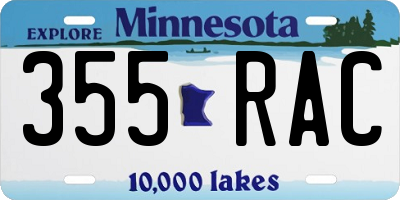MN license plate 355RAC