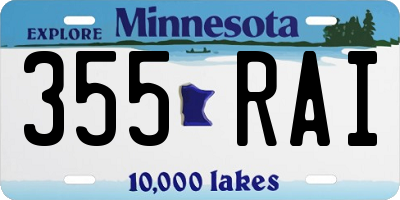 MN license plate 355RAI