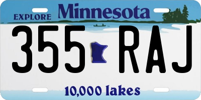 MN license plate 355RAJ