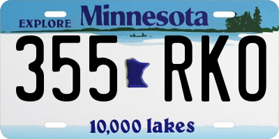MN license plate 355RKO
