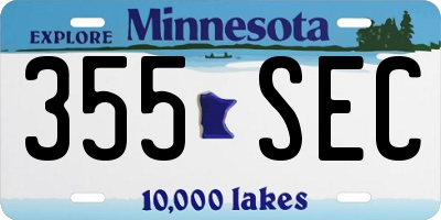 MN license plate 355SEC