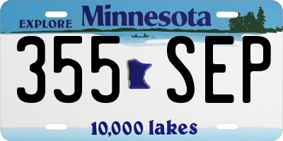 MN license plate 355SEP