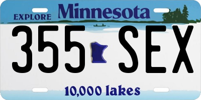 MN license plate 355SEX