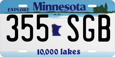 MN license plate 355SGB