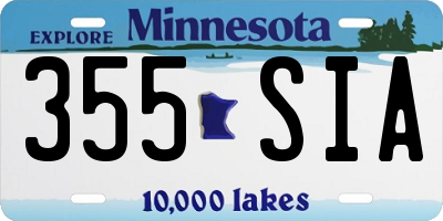MN license plate 355SIA