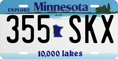 MN license plate 355SKX