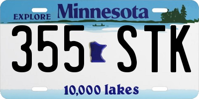 MN license plate 355STK