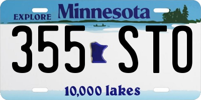MN license plate 355STO