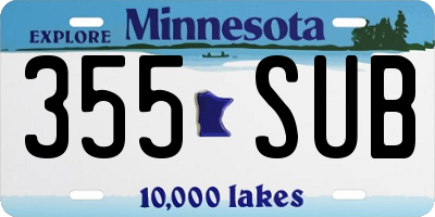 MN license plate 355SUB