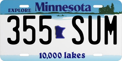 MN license plate 355SUM