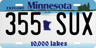 MN license plate 355SUX
