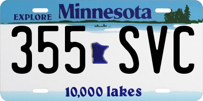 MN license plate 355SVC
